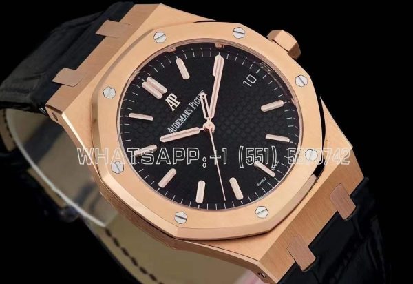 Audemars Piguet Royal Oak 15500 41mm Blue Dial Rose Gold and Leather straps