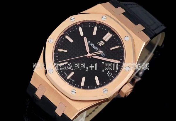 Audemars Piguet Royal Oak 15500 41mm Blue Dial Rose Gold and Leather straps