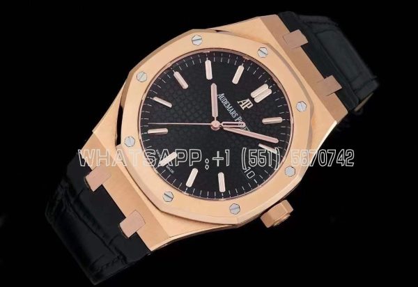 Audemars Piguet Royal Oak 15500 41mm Blue Dial Rose Gold and Leather straps