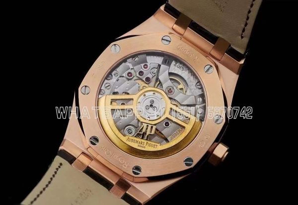 Audemars Piguet Royal Oak 15500 41mm Black Dial Rose Gold and Leather straps - Image 9