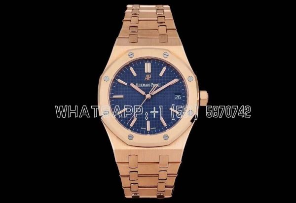 Audemars Piguet Royal Oak 15500 41mm Rose Gold Blue Dial Super Clone