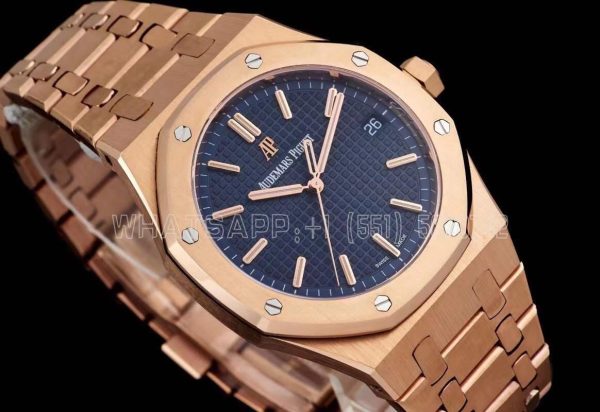 Audemars Piguet Royal Oak 15500 41mm Rose Gold Blue Dial Super Clone