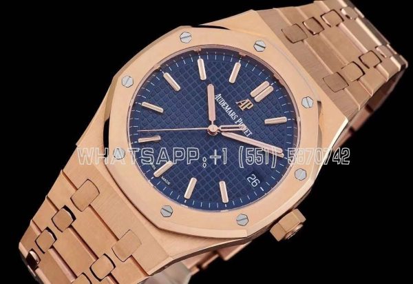 Audemars Piguet Royal Oak 15500 41mm Rose Gold Blue Dial Super Clone
