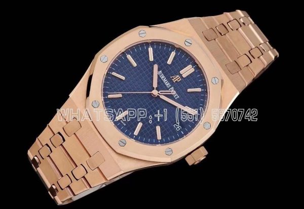 Audemars Piguet Royal Oak 15500 41mm Rose Gold Blue Dial Super Clone