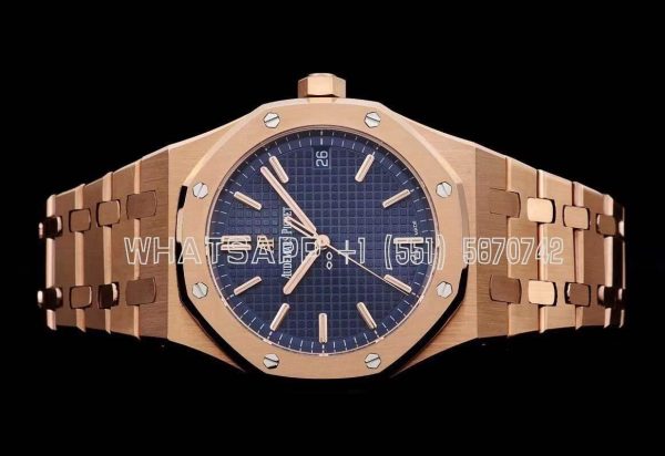 Audemars Piguet Royal Oak 15500 41mm Rose Gold Blue Dial Super Clone