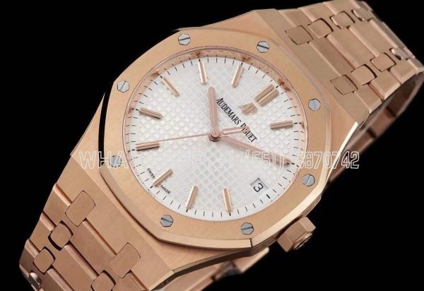Audemars Piguet Royal Oak 15500 41mm Rose Gold White Dial Super Clone