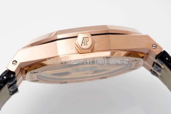 Audemars Piguet Royal Oak 15510 41mm Black Dial Rose Gold and Leather straps - Image 7