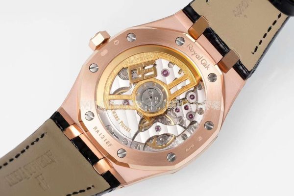 Audemars Piguet Royal Oak 15510 41mm Black Dial Rose Gold and Leather straps - Image 9