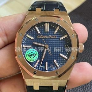 Audemars Piguet Royal Oak 15510 41mm Blue Dial Rose Gold and Leather straps