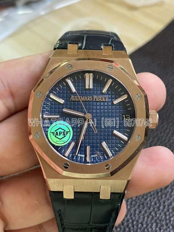 Audemars Piguet Royal Oak 15510 41mm Blue Dial Rose Gold and Leather straps