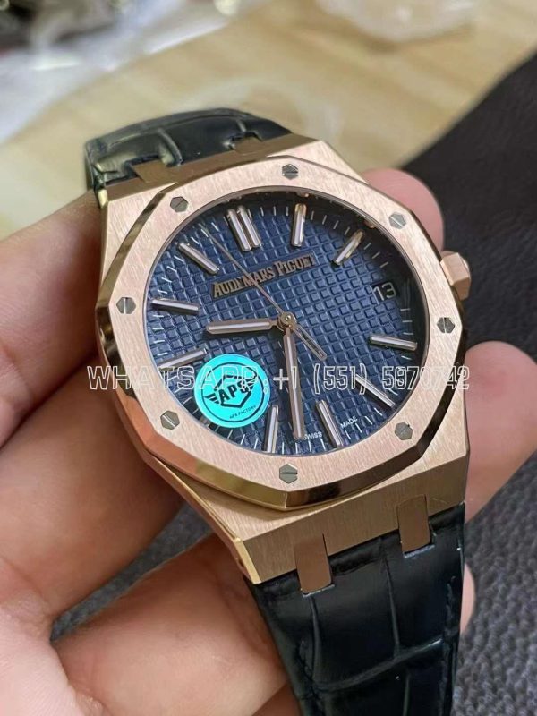 Audemars Piguet Royal Oak 15510 41mm Blue Dial Rose Gold and Leather straps