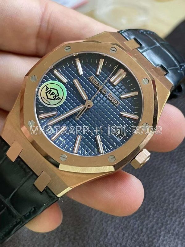 Audemars Piguet Royal Oak 15510 41mm Blue Dial Rose Gold and Leather straps