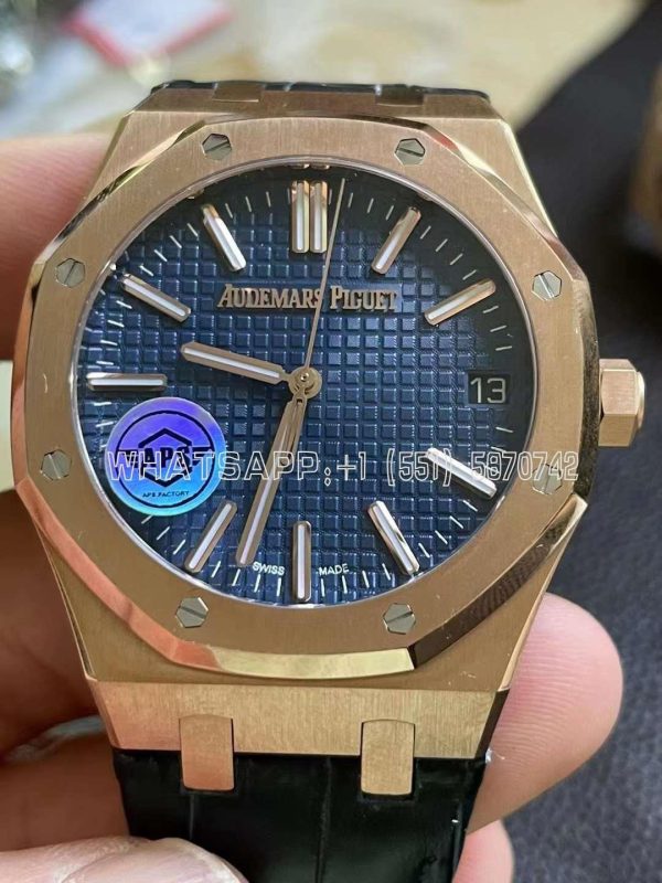 Audemars Piguet Royal Oak 15510 41mm Blue Dial Rose Gold and Leather straps