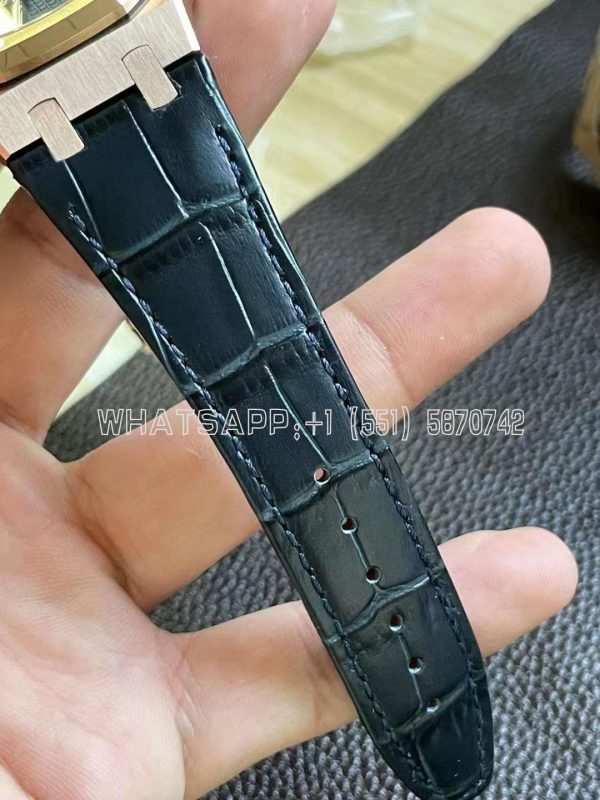 Audemars Piguet Royal Oak 15510 41mm Blue Dial Rose Gold and Leather straps - Image 6