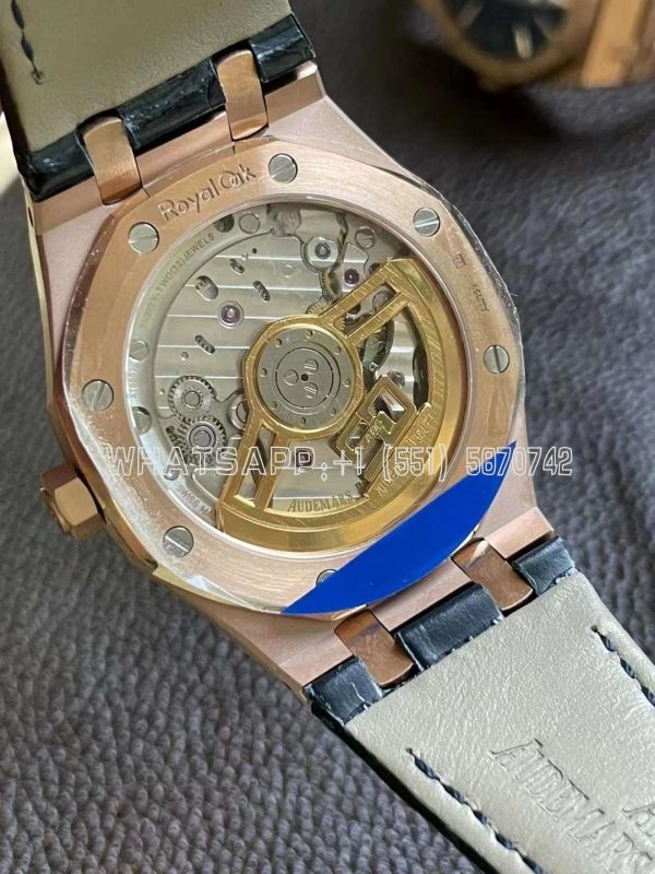 Audemars Piguet Royal Oak 15510 41mm Blue Dial Rose Gold and Leather straps - Image 8