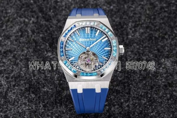 Audemars Piguet Royal Oak 26521PT Blue Dial and Sapphires Tourbillon R8 Factory
