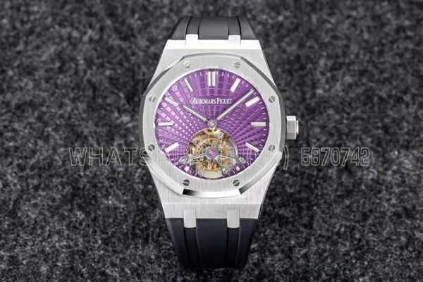 Audemars Piguet Royal Oak 26522bc Purple Dial Tourbillon in Rubber Strap R8 Factory