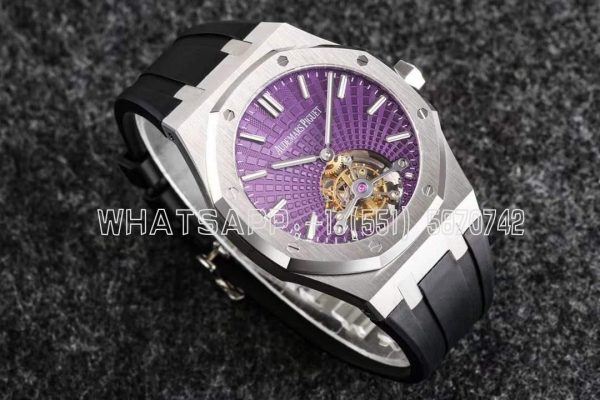 Audemars Piguet Royal Oak 26522bc Purple Dial Tourbillon in Rubber Strap R8 Factory