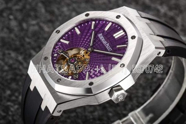 Audemars Piguet Royal Oak 26522bc Purple Dial Tourbillon in Rubber Strap R8 Factory - Image 4