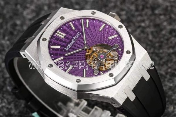 Audemars Piguet Royal Oak 26522bc Purple Dial Tourbillon in Rubber Strap R8 Factory
