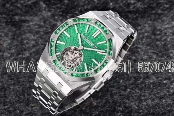 Audemars Piguet Royal Oak 26532IC Green Dial and Emerald Bezel Tourbillon R8 Factory