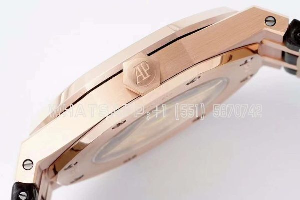 Audemars Piguet Royal Oak 41mm 15400 Black Textured Dial on Leather straps Bracelet - Image 6