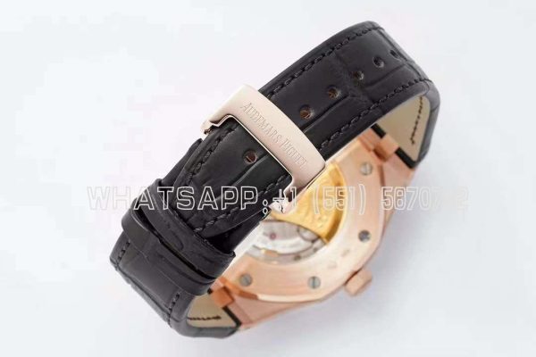 Audemars Piguet Royal Oak 41mm 15400 Black Textured Dial on Leather straps Bracelet - Image 8