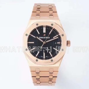 Audemars Piguet Royal Oak 41mm 15400 Black Textured Dial on Rose Gold Bracelet