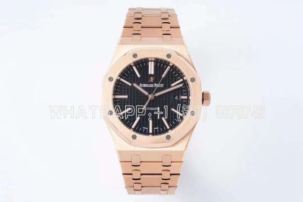 Audemars Piguet Royal Oak 41mm 15400 Black Textured Dial on Rose Gold Bracelet