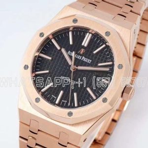 Audemars Piguet Royal Oak 41mm 15400 Black Textured Dial on Rose Gold Bracelet