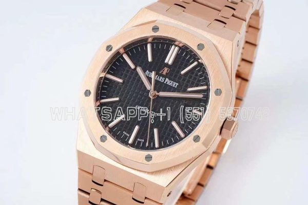 Audemars Piguet Royal Oak 41mm 15400 Black Textured Dial on Rose Gold Bracelet