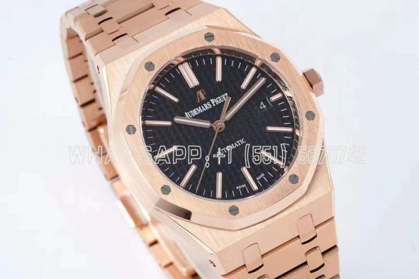 Audemars Piguet Royal Oak 41mm 15400 Black Textured Dial on Rose Gold Bracelet