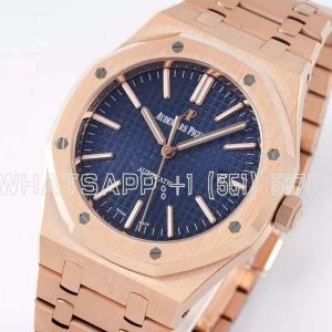 Audemars Piguet Royal Oak 41mm 15400 Blue Textured Dial on Rose Gold Bracelet