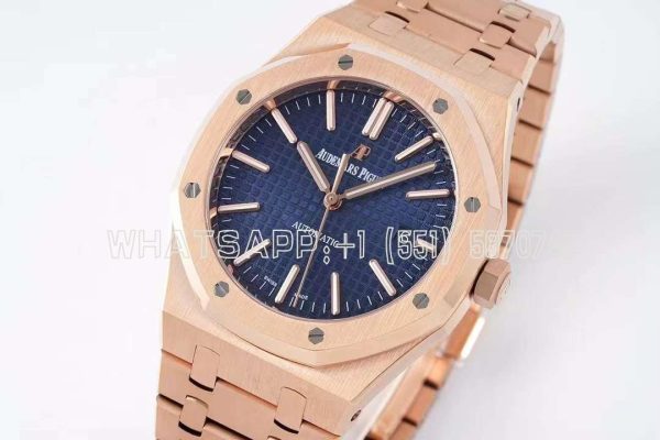 Audemars Piguet Royal Oak 41mm 15400 Blue Textured Dial on Rose Gold Bracelet