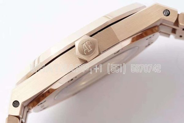 Audemars Piguet Royal Oak 41mm 15400 Blue Textured Dial on Rose Gold Bracelet - Image 8