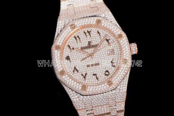 Audemars Piguet Royal Oak 41mm 15400 Iced Out Rose Gold in Arabic Markers