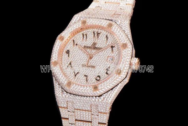Audemars Piguet Royal Oak 41mm 15400 Iced Out Rose Gold in Arabic Markers