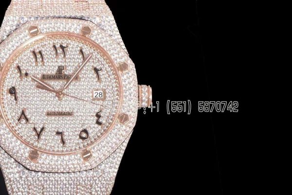 Audemars Piguet Royal Oak 41mm 15400 Iced Out Rose Gold in Arabic Markers - Image 4