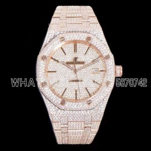 Audemars Piguet Royal Oak 41mm 15400 Iced Out Rose Gold in Stick Markers