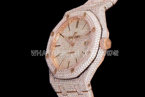 Audemars Piguet Royal Oak 41mm 15400 Iced Out Rose Gold in Stick Markers