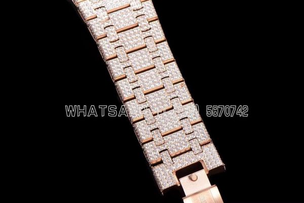 Audemars Piguet Royal Oak 41mm 15400 Iced Out Rose Gold in Stick Markers - Image 7