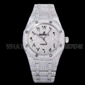 Audemars Piguet Royal Oak 41mm 15400 Iced Out Steel in Arabic Markers