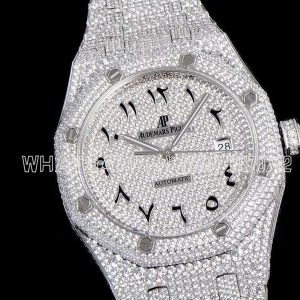 Audemars Piguet Royal Oak 41mm 15400 Iced Out Steel in Arabic Markers