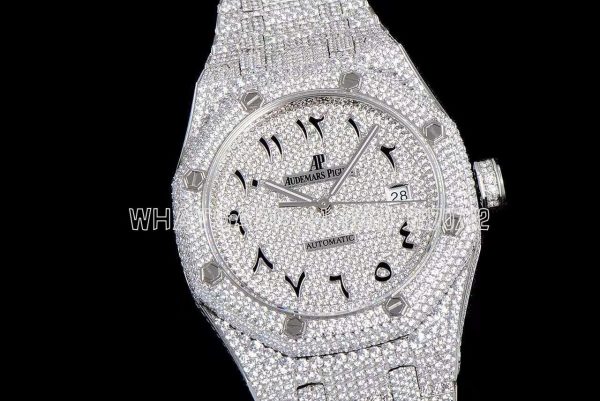 Audemars Piguet Royal Oak 41mm 15400 Iced Out Steel in Arabic Markers