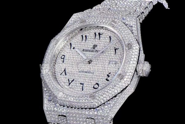 Audemars Piguet Royal Oak 41mm 15400 Iced Out Steel in Arabic Markers