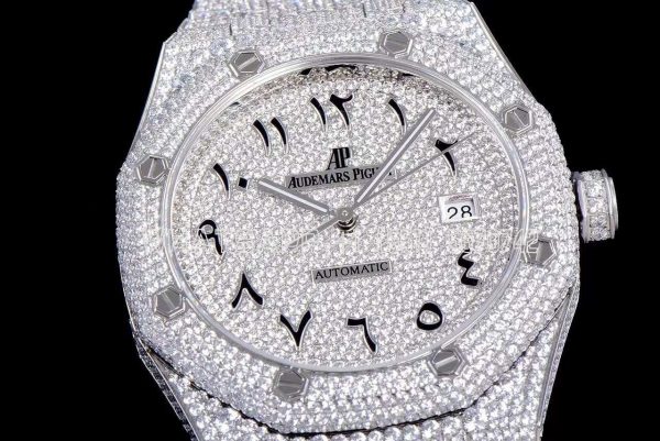 Audemars Piguet Royal Oak 41mm 15400 Iced Out Steel in Arabic Markers - Image 5