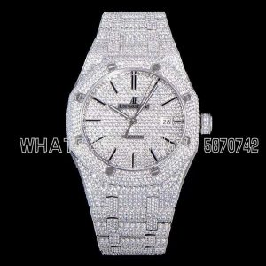 Audemars Piguet Royal Oak 41mm 15400 Iced Out Steel in Stick Markers