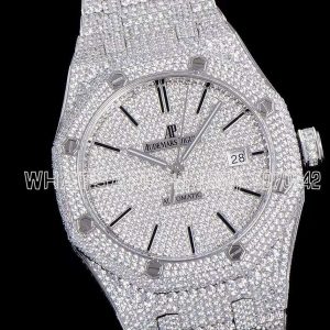 Audemars Piguet Royal Oak 41mm 15400 Iced Out Steel in Stick Markers