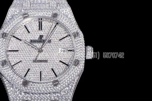 Audemars Piguet Royal Oak 41mm 15400 Iced Out Steel in Stick Markers - Image 4