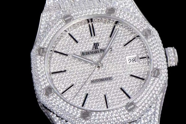 Audemars Piguet Royal Oak 41mm 15400 Iced Out Steel in Stick Markers - Image 5